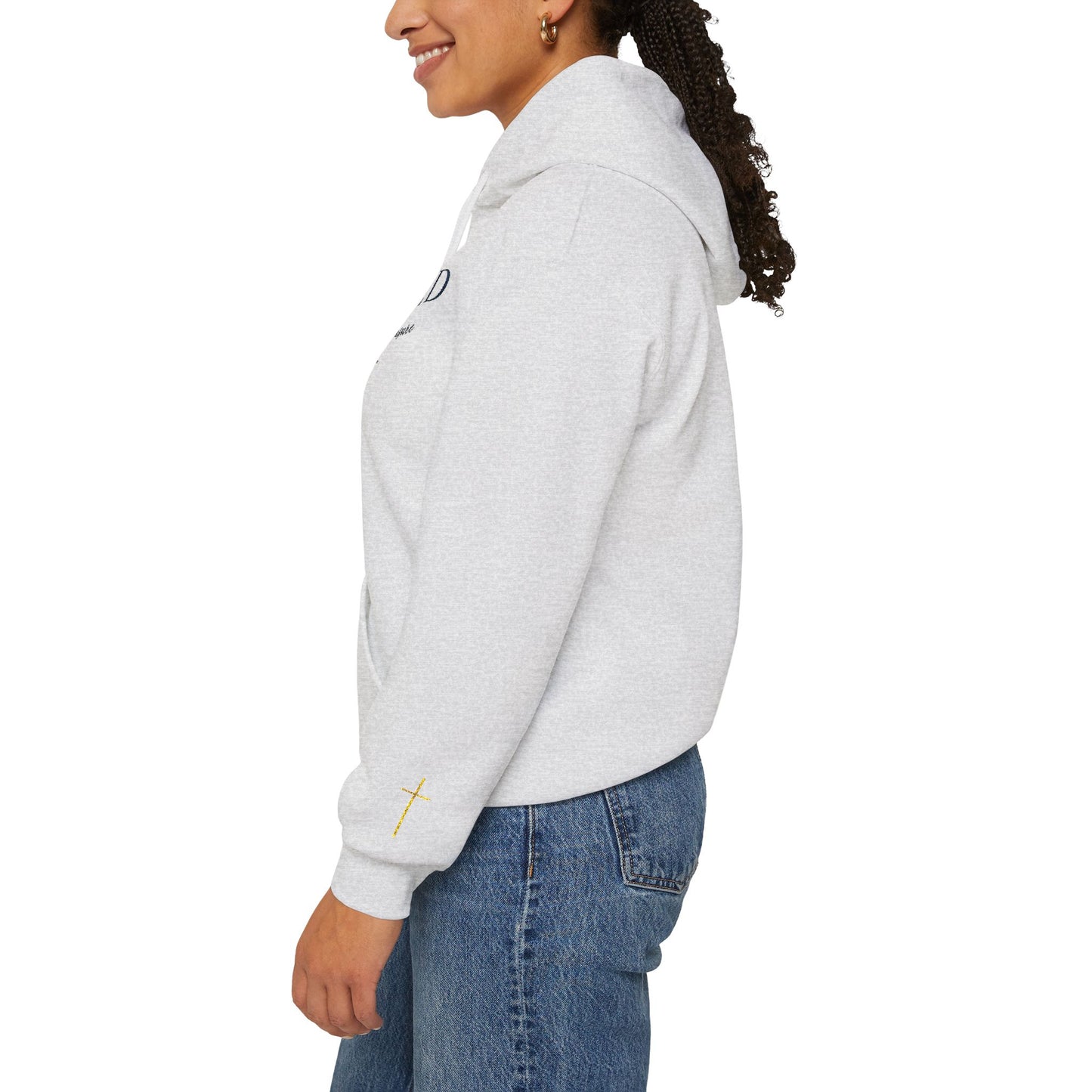 Embroidered "Blessed Beyond Measure" — Faith-Inspired White Pullover with Gold Cross