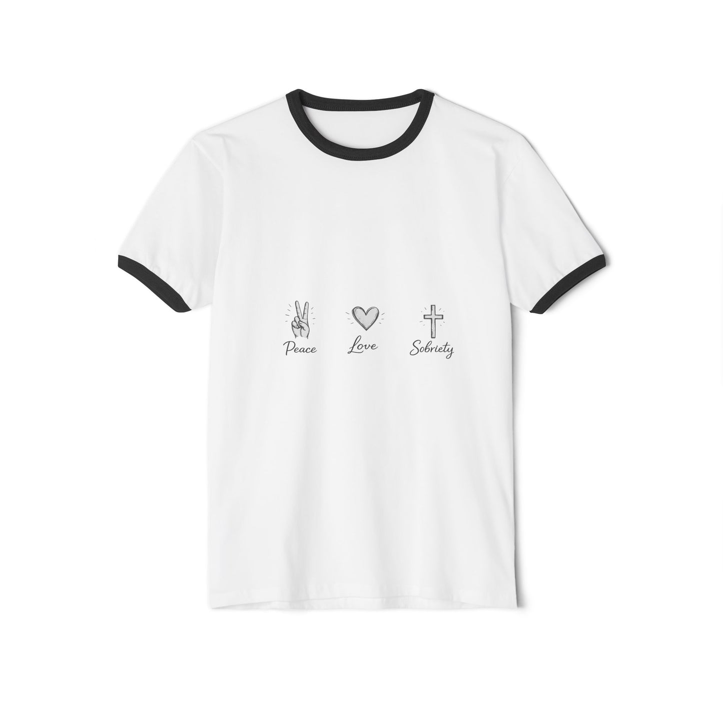 Peace Love Sobriety Ringer Tee