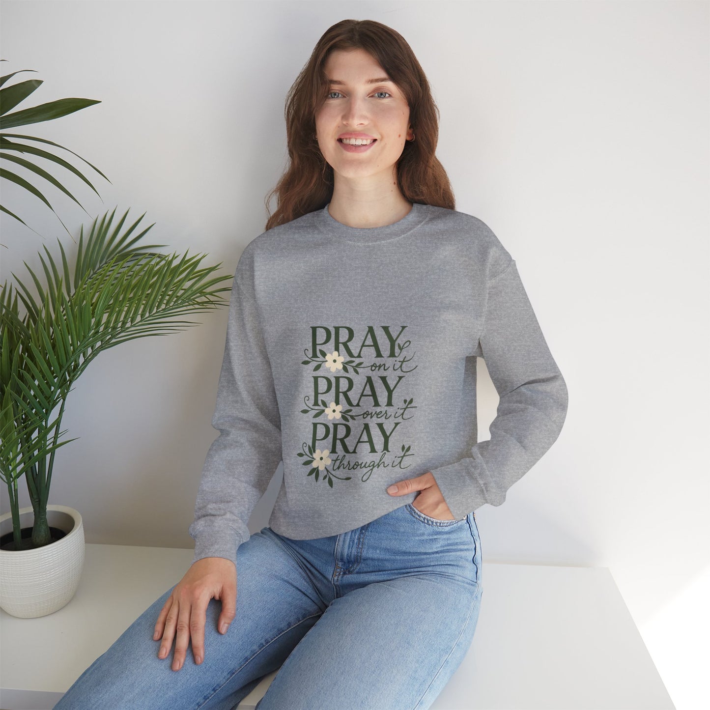 Prayer Floral Crewneck Sweatshirt — Faith-Inspired Christian Pullover