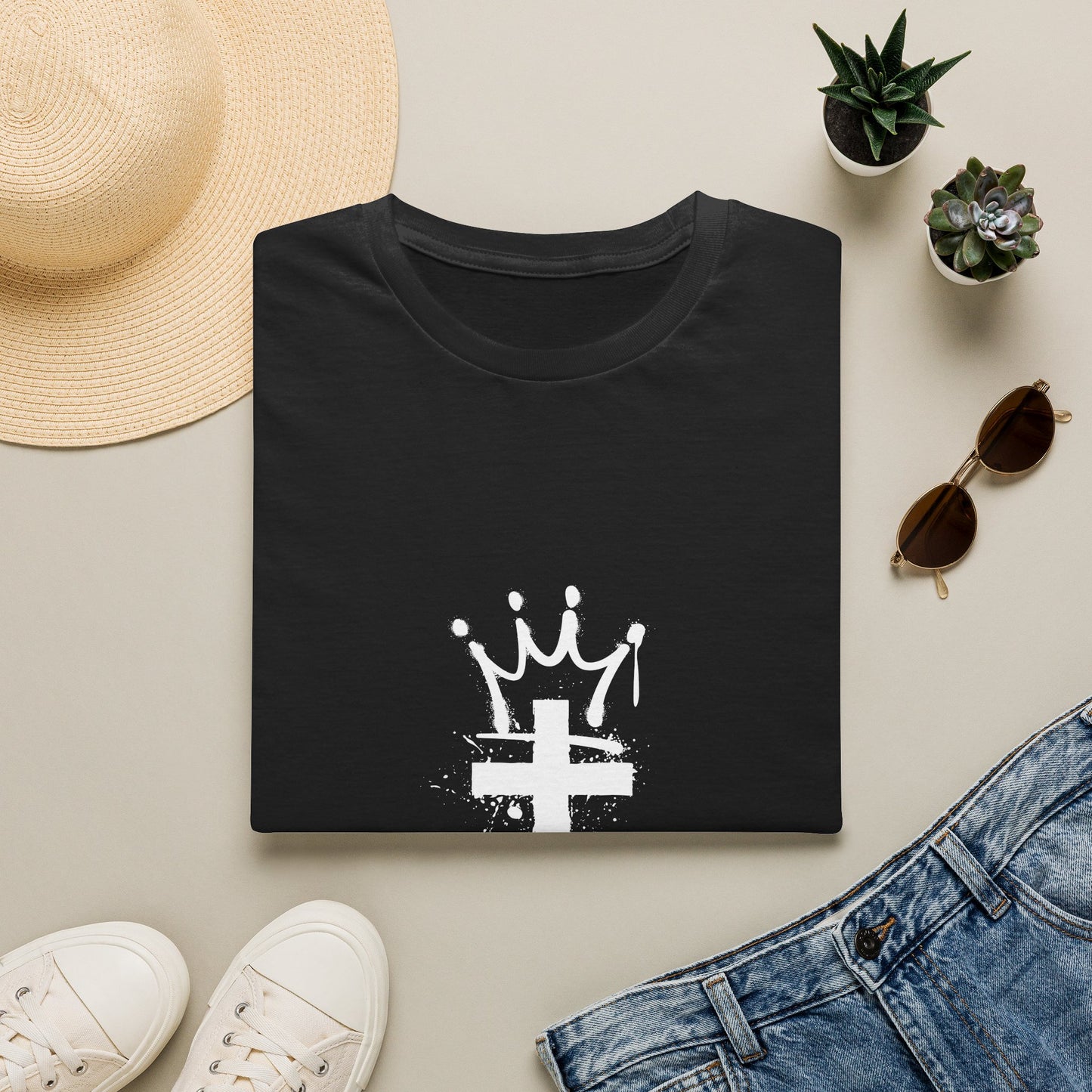 Jesus King T-Shirt — Crowned Cross Faith Graphic Tee
