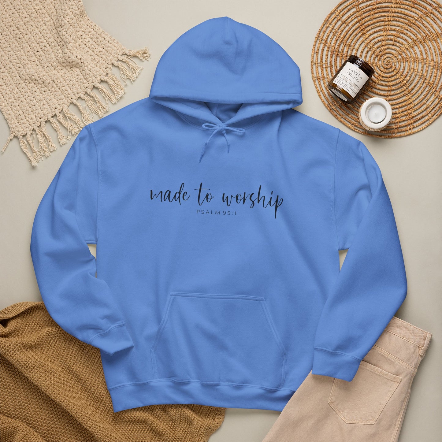 "Made to Worship" Hoodie — 'Made to Worship' Psalms 95:1 Christian Hoodie