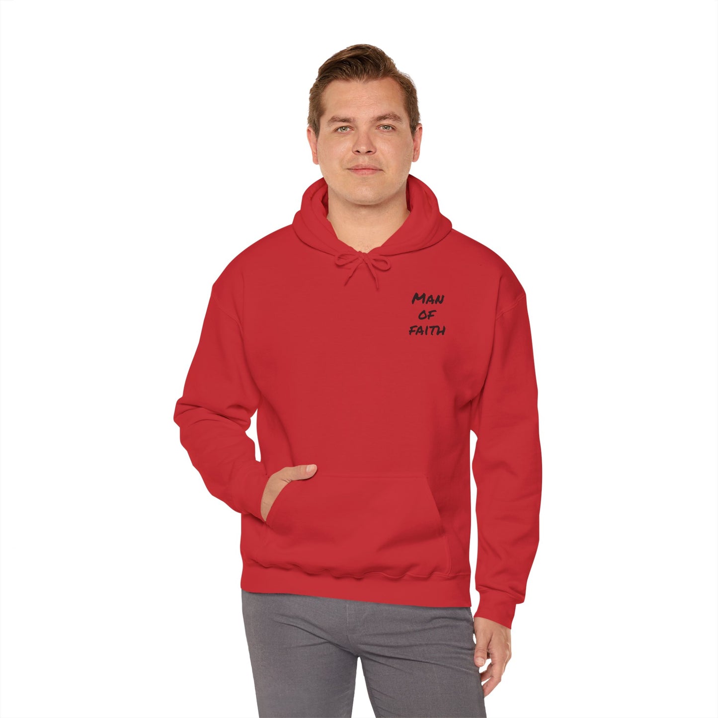 Man of Faith Hoodie — Inspirational Christian Script Pullover