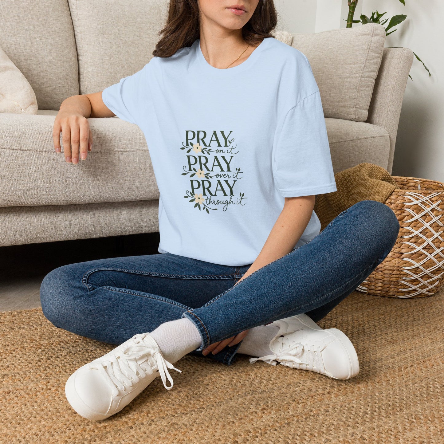 Floral "Pray On It, Pray Over It, Pray Through It" Tee