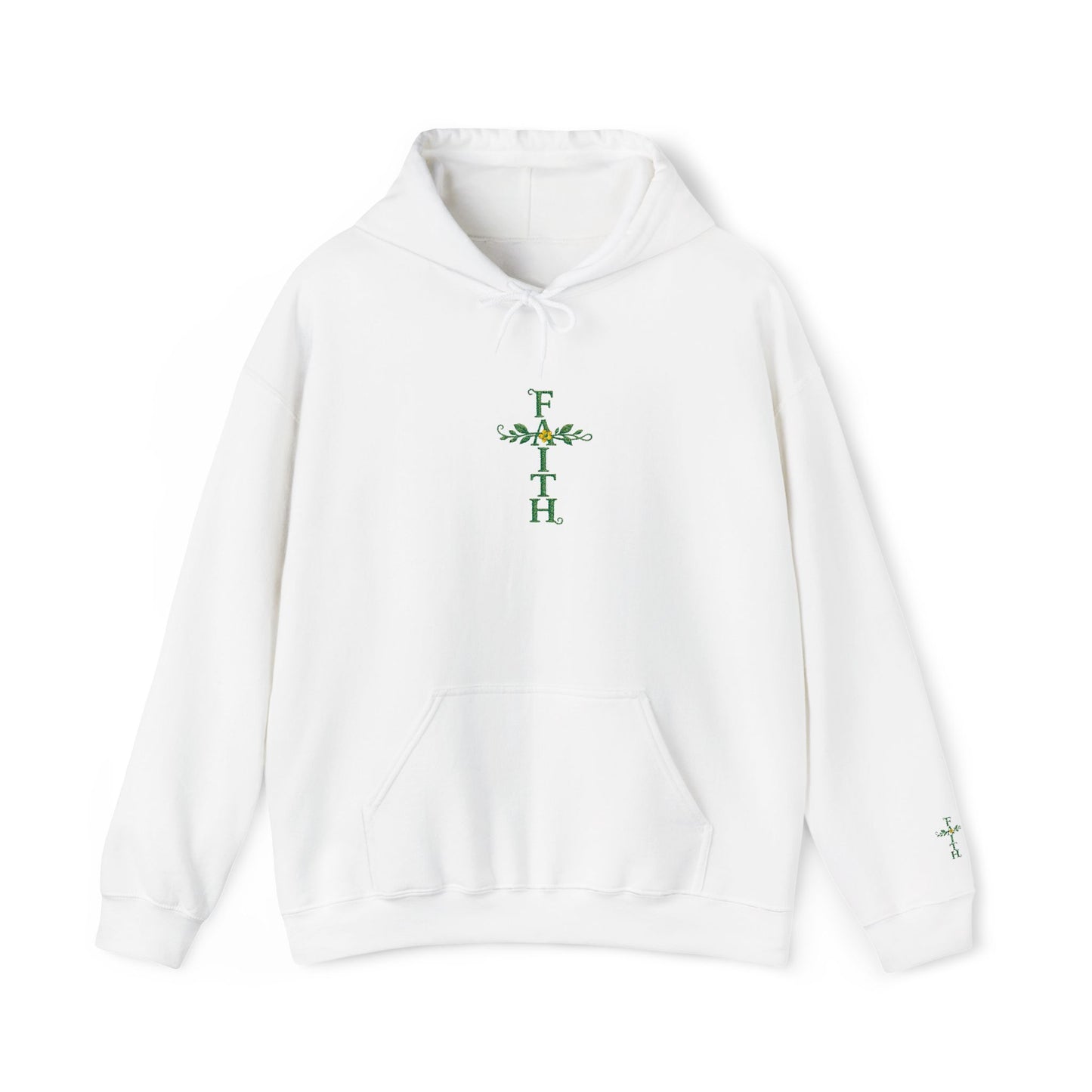 Embroidered "Faith Cross" Hoodie — Floral Faith Cross Pullover