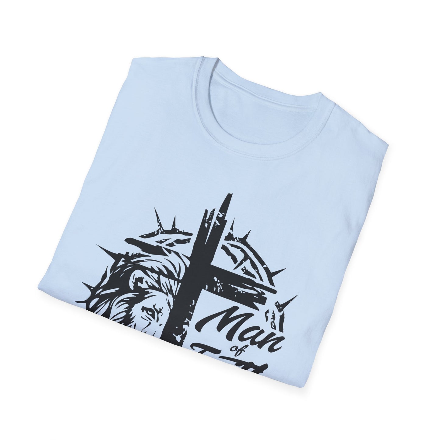 Faith Lion Cross T-Shirt — "Man of Faith" Christian Graphic Tee
