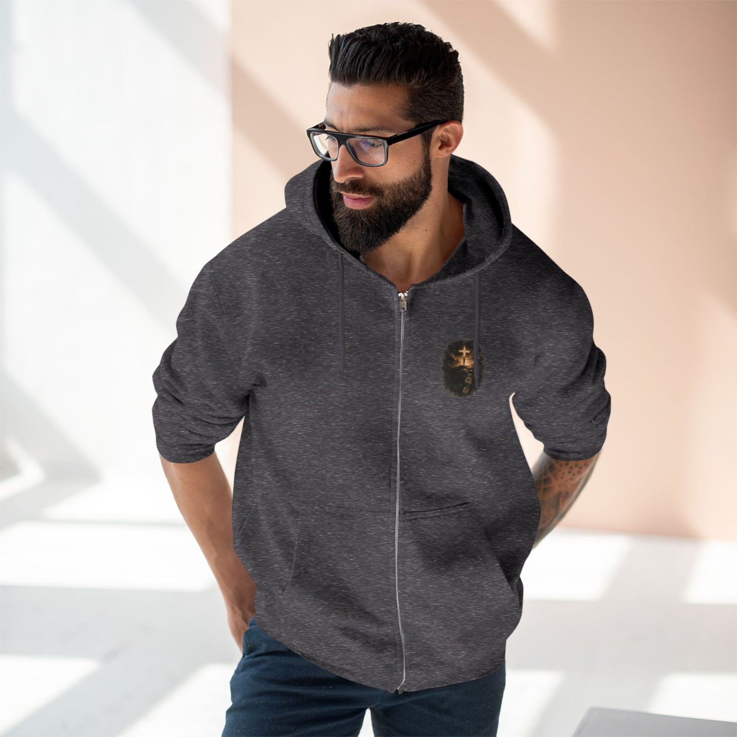 Step by Step Psalm 37:23 Cross Zip Hoodie