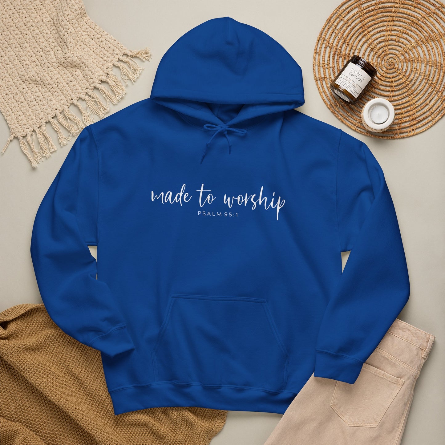 "Made to Worship" Hoodie — 'Made to Worship' Psalms 95:1 Christian Hoodie
