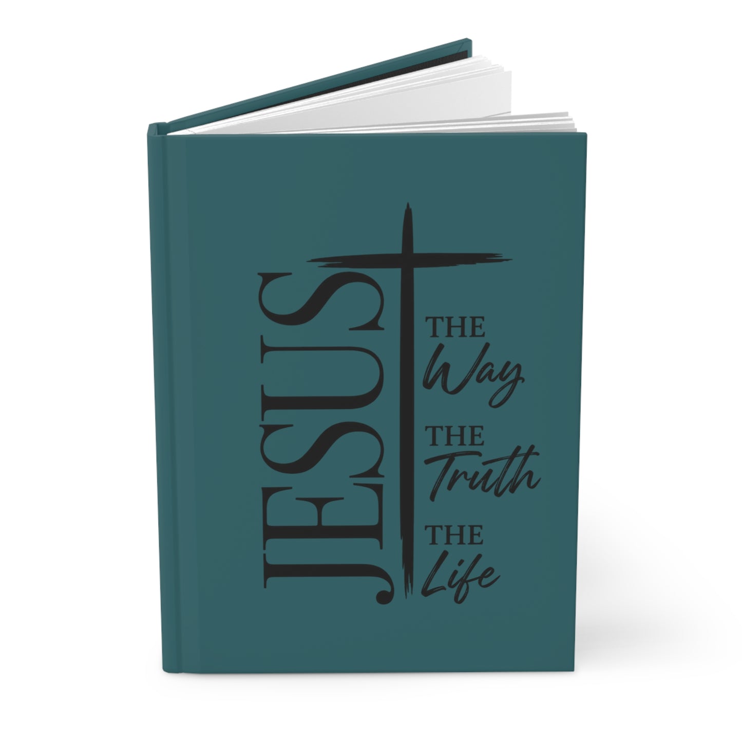 Jesus Cross Hardcover Journal — “The Way, The Truth, The Life” Christian Notebook