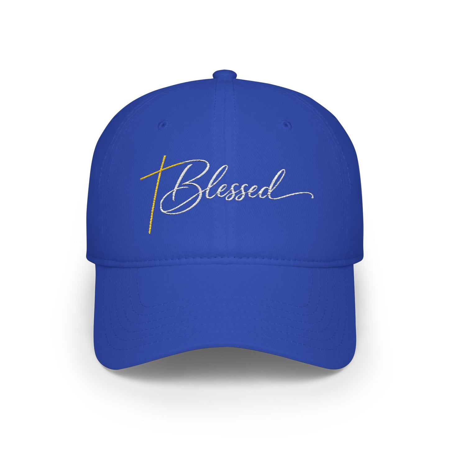 Blessed Baseball Cap — Embroidered Script Cross Hat