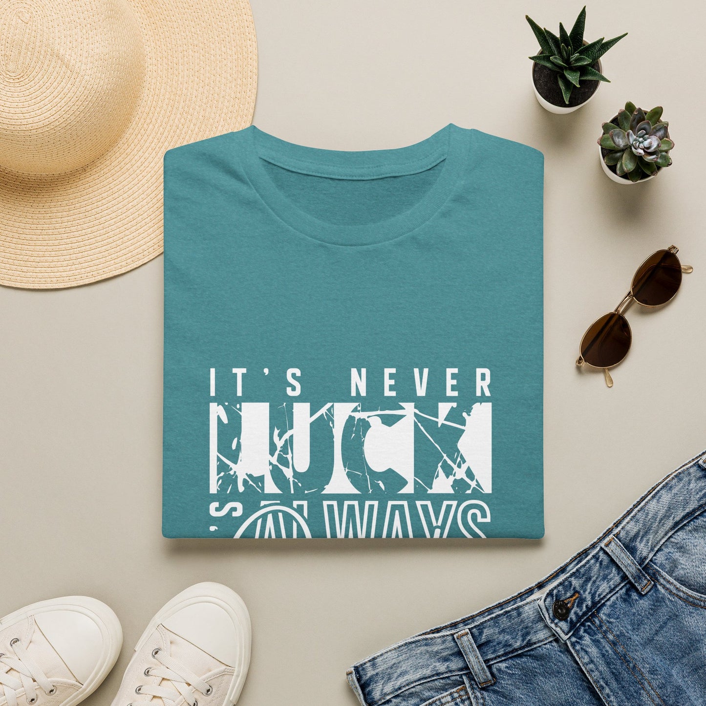 "It's Never Luck, It's Always God" Inspirational Graphic Tee