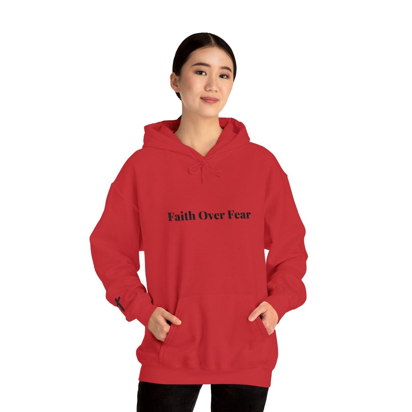 Faith Over Fear Hoodie — Minimal Christian Cross Pullover