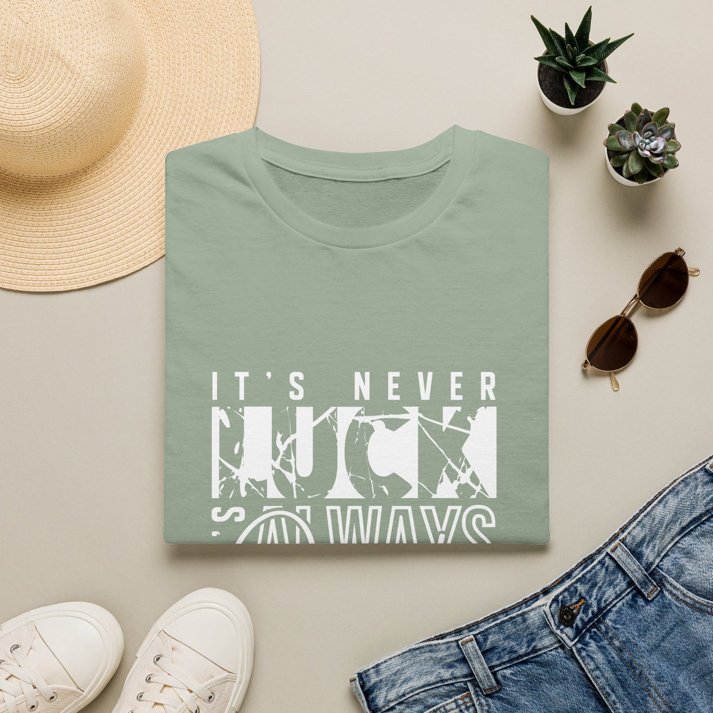 "It's Never Luck, It's Always God" Inspirational Graphic Tee