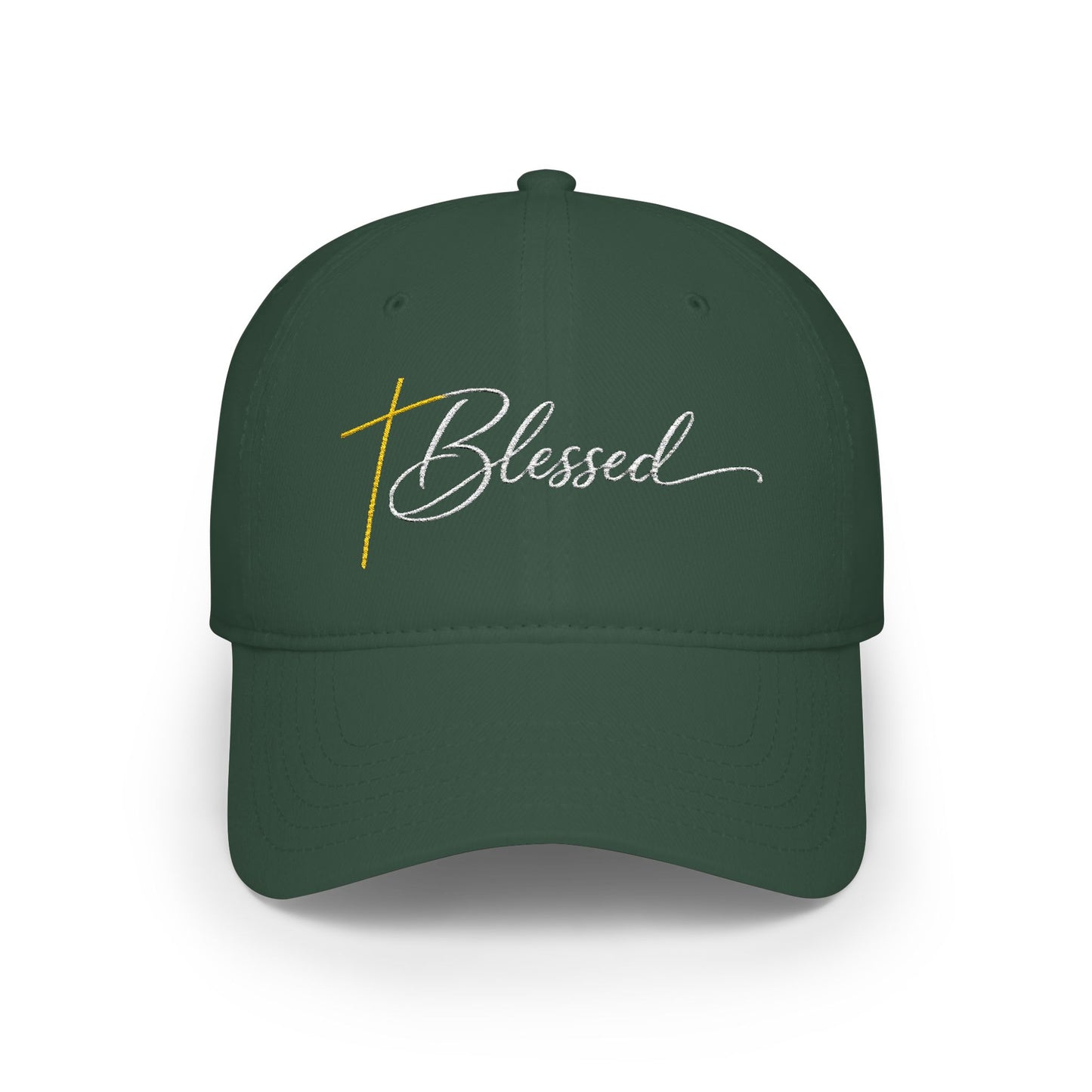 Blessed Baseball Cap — Embroidered Script Cross Hat
