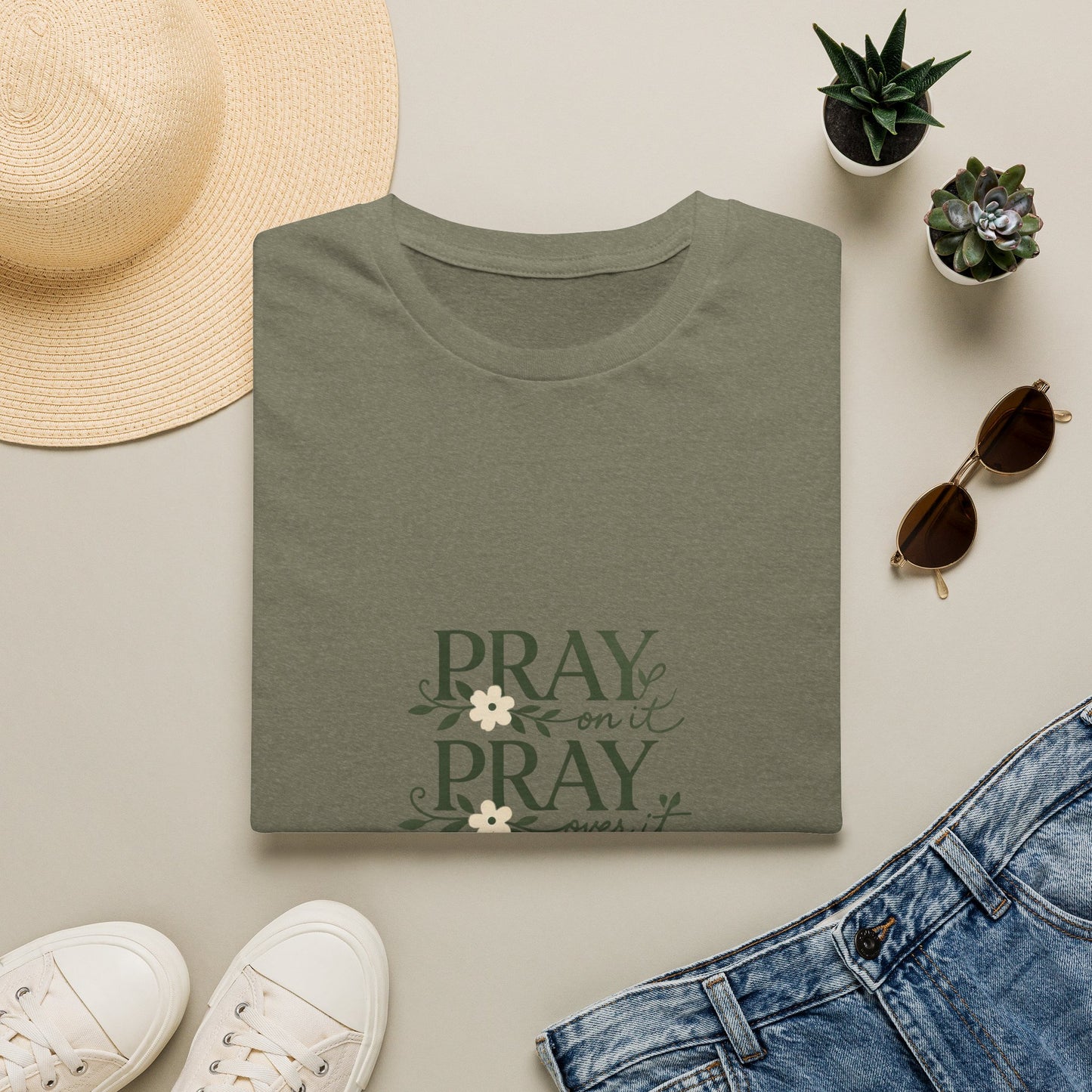 Floral "Pray On It, Pray Over It, Pray Through It" Tee