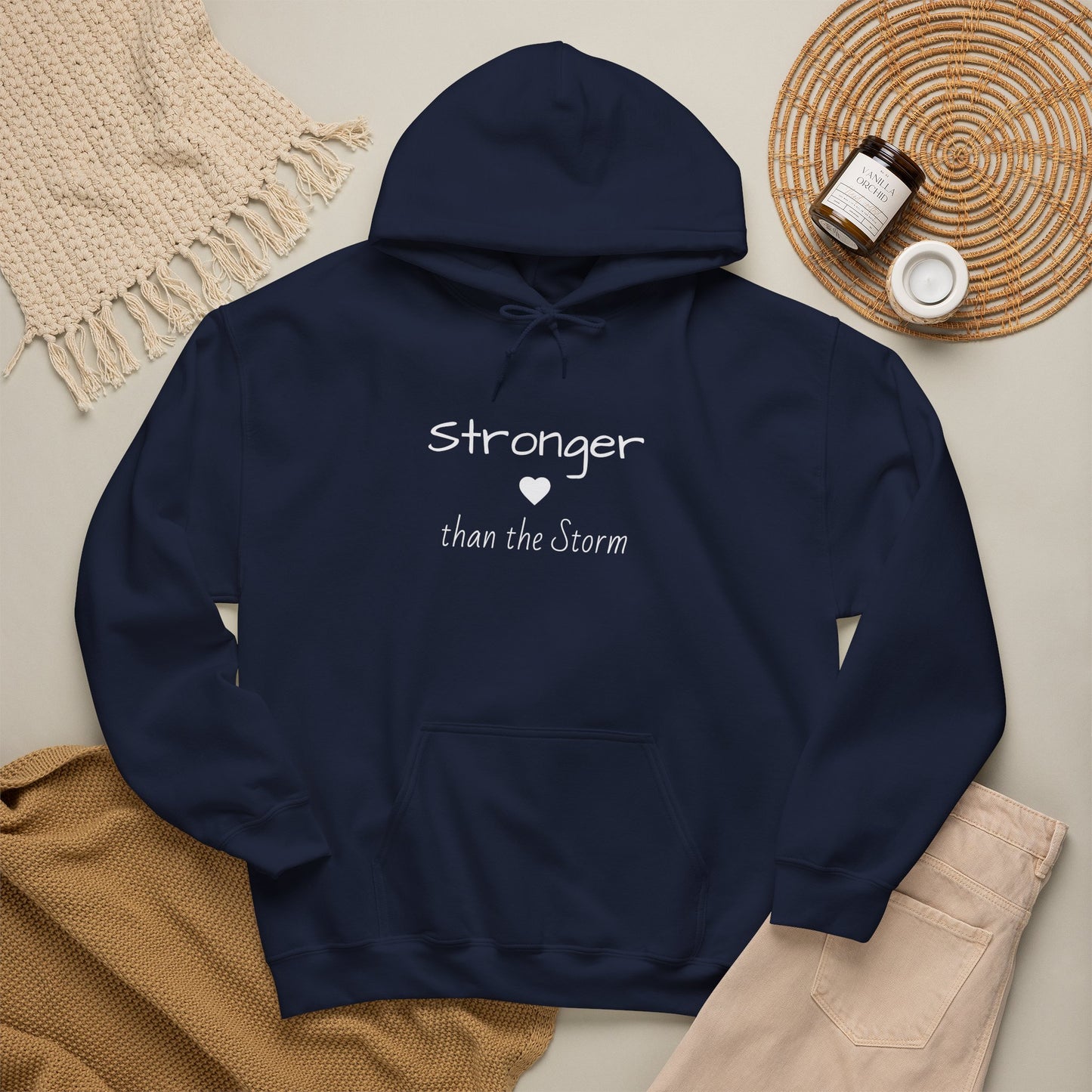 "Stronger than the Storm" Inspirational Pullover Hoodie