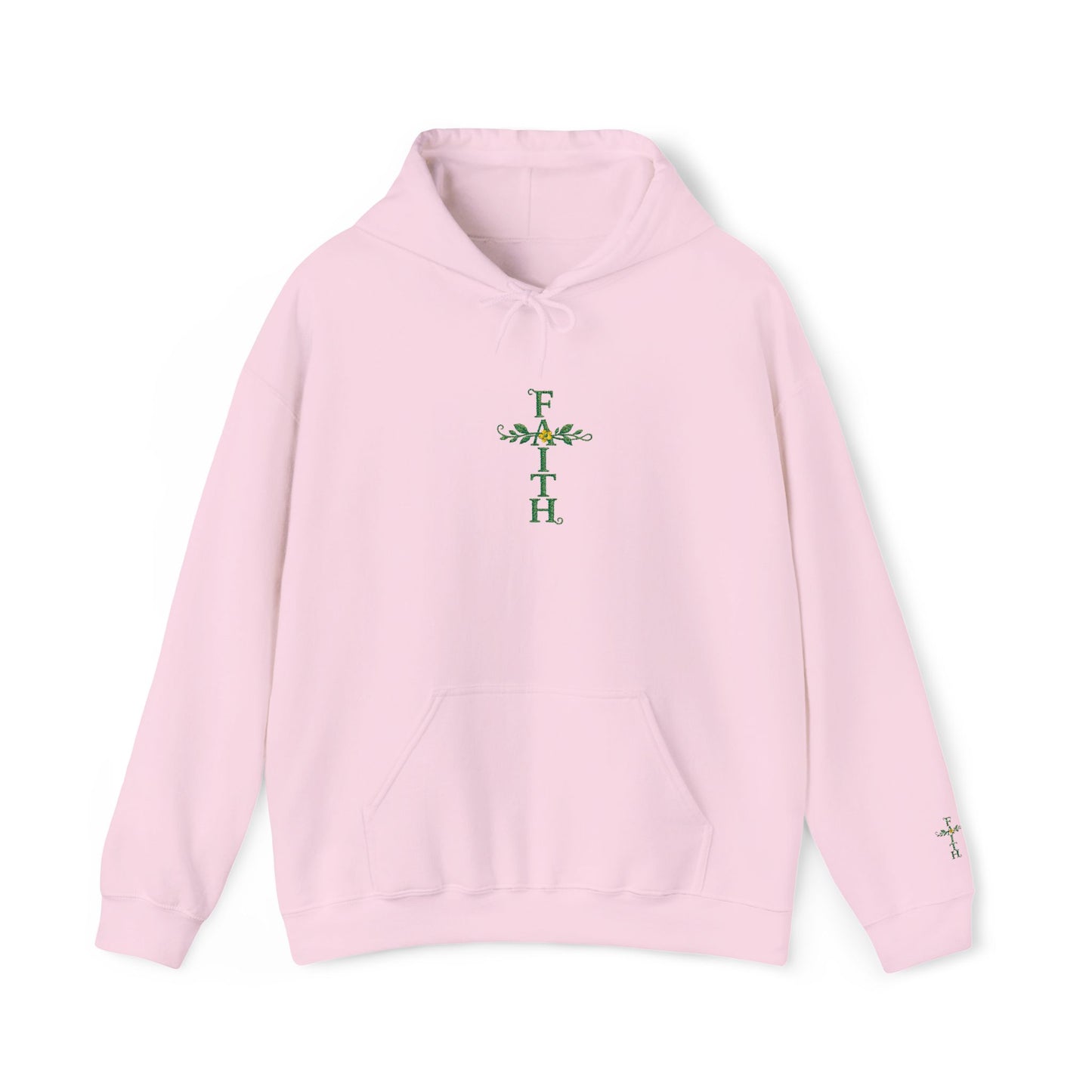 Embroidered "Faith Cross" Hoodie — Floral Faith Cross Pullover