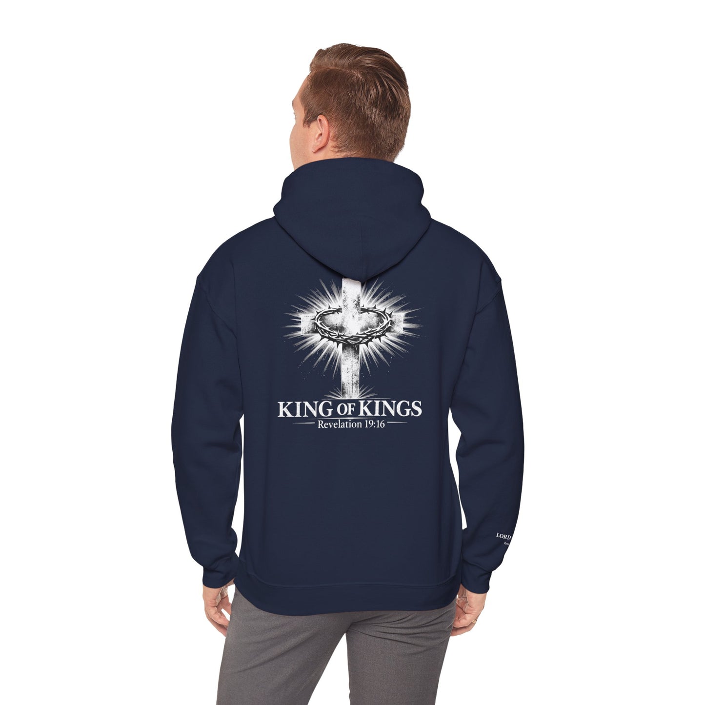 Christian 'King of Kings' Hoodie – Revelation 19:16 Cross Back Design