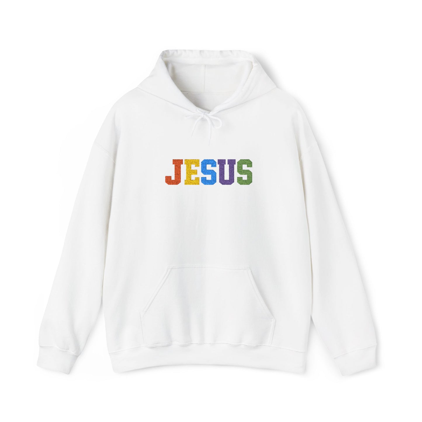 Embroidered Faith-Inspired “JESUS” Pullover Hoodie for Everyday Comfort