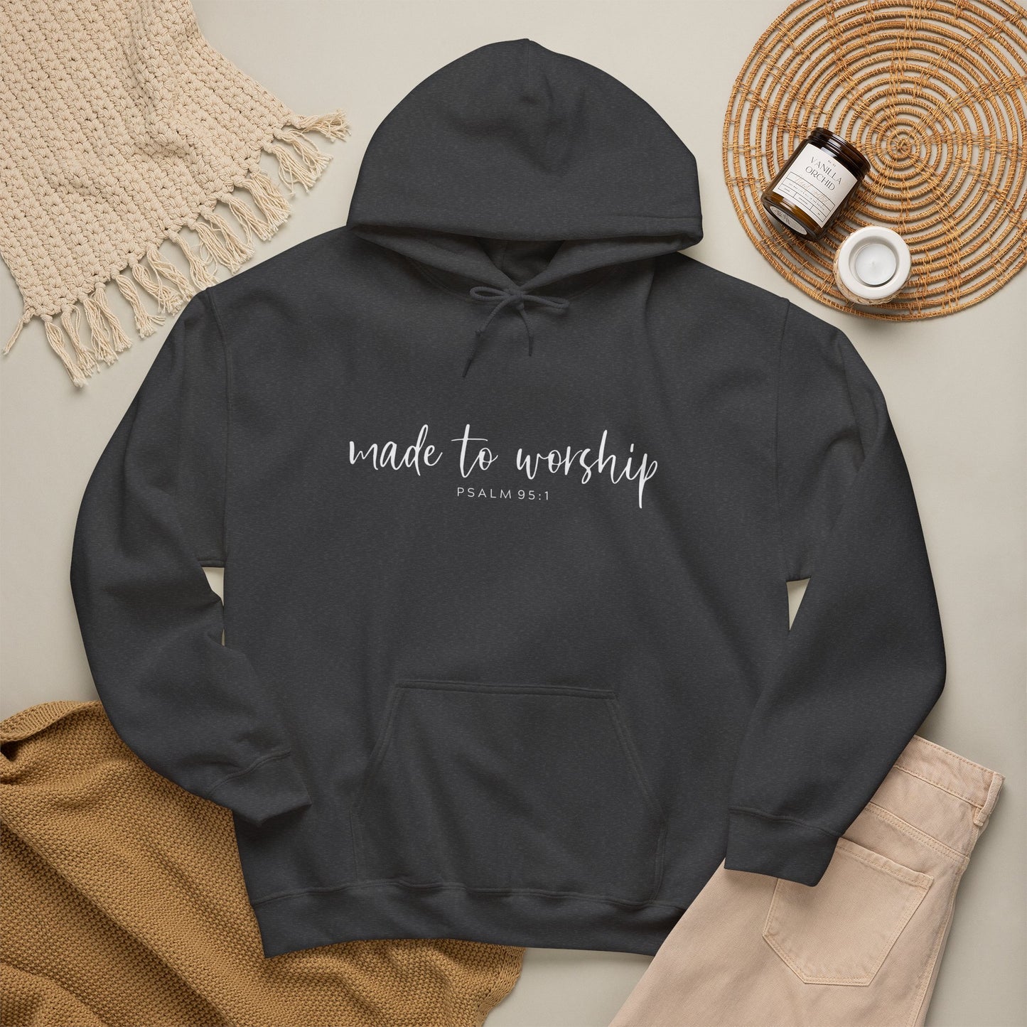 "Made to Worship" Hoodie — 'Made to Worship' Psalms 95:1 Christian Hoodie