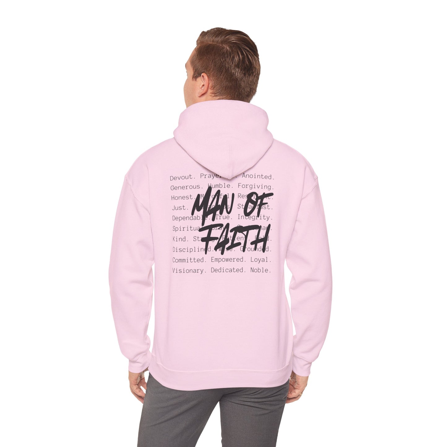 Man of Faith Hoodie — Inspirational Christian Script Pullover