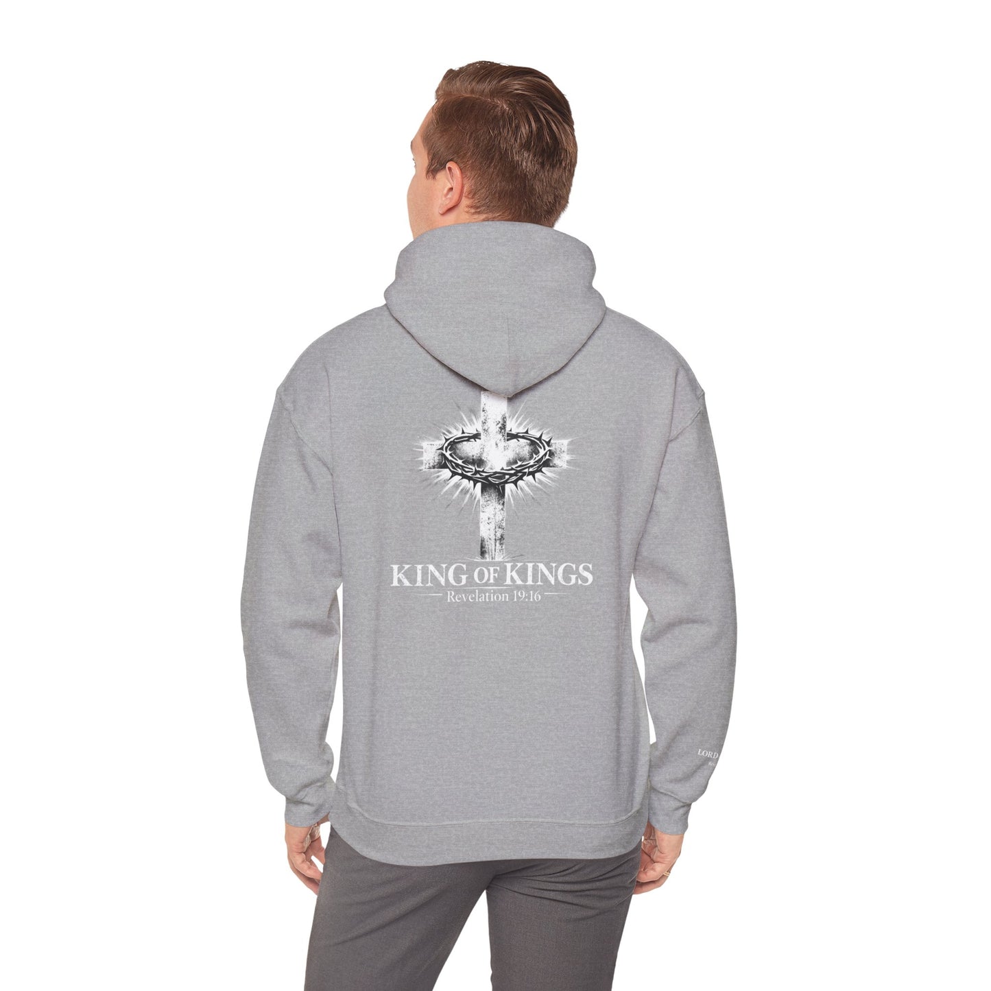 Christian 'King of Kings' Hoodie – Revelation 19:16 Cross Back Design