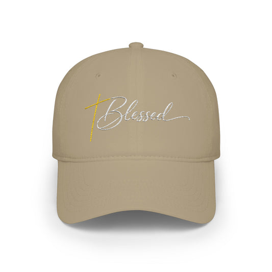 Blessed Baseball Cap — Embroidered Script Cross Hat