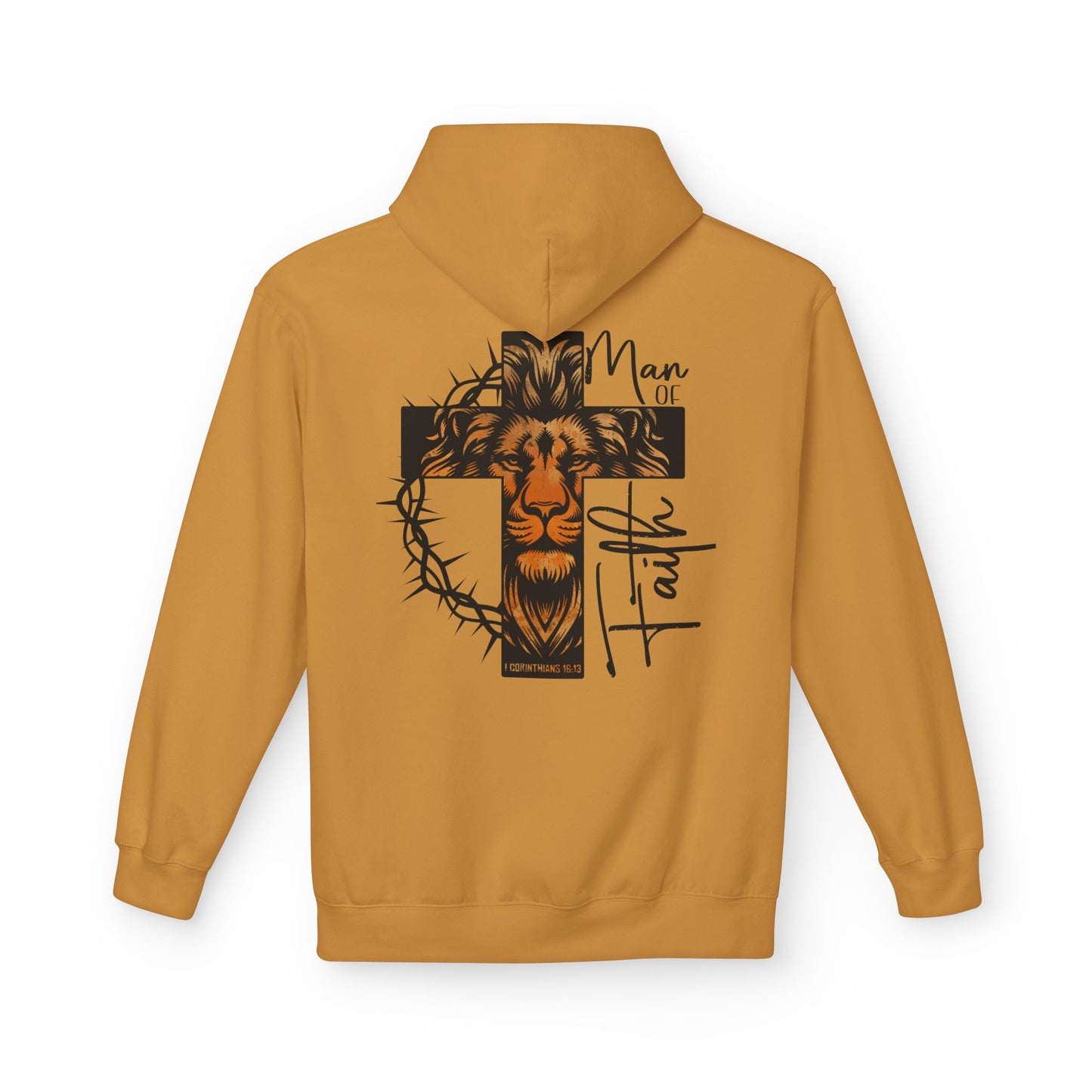Faith Lion Cross Hoodie — “Man of Faith” Christian Graphic Hoodie
