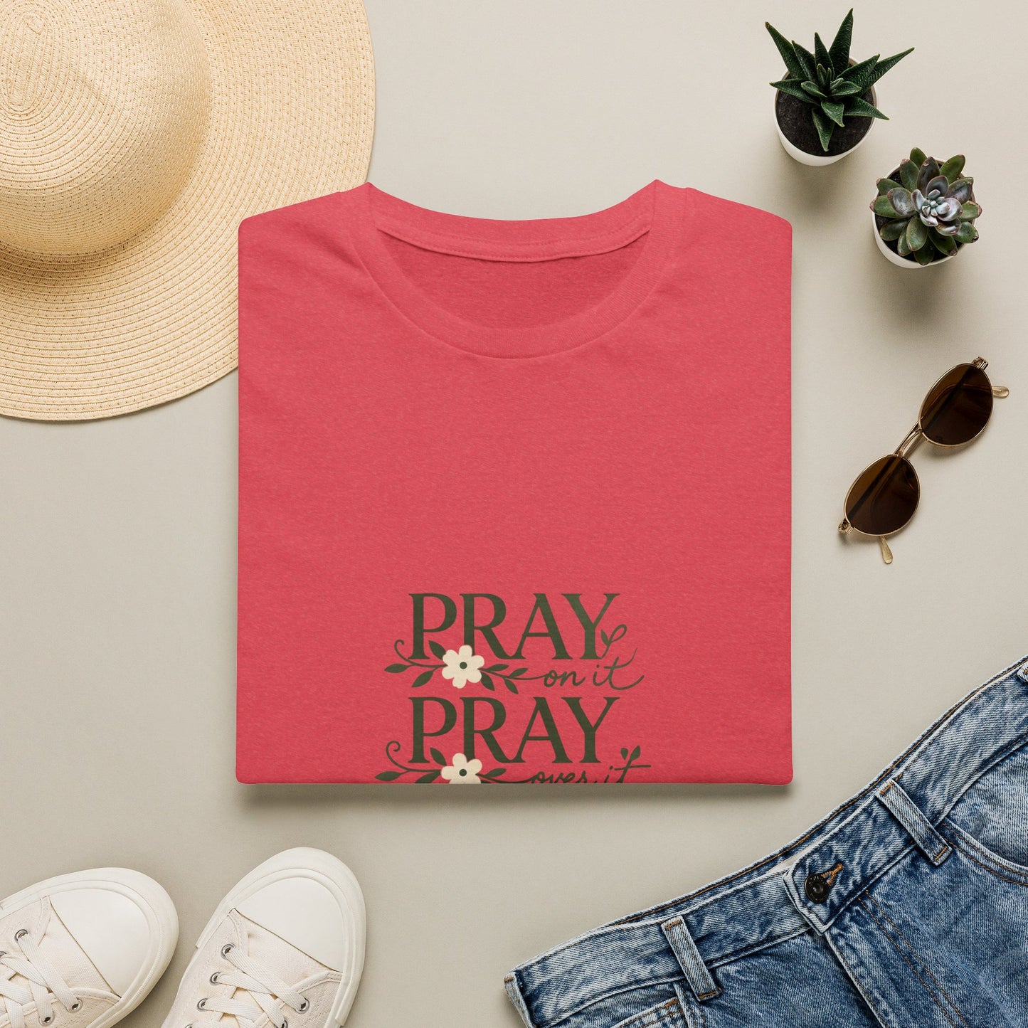 Floral "Pray On It, Pray Over It, Pray Through It" Tee