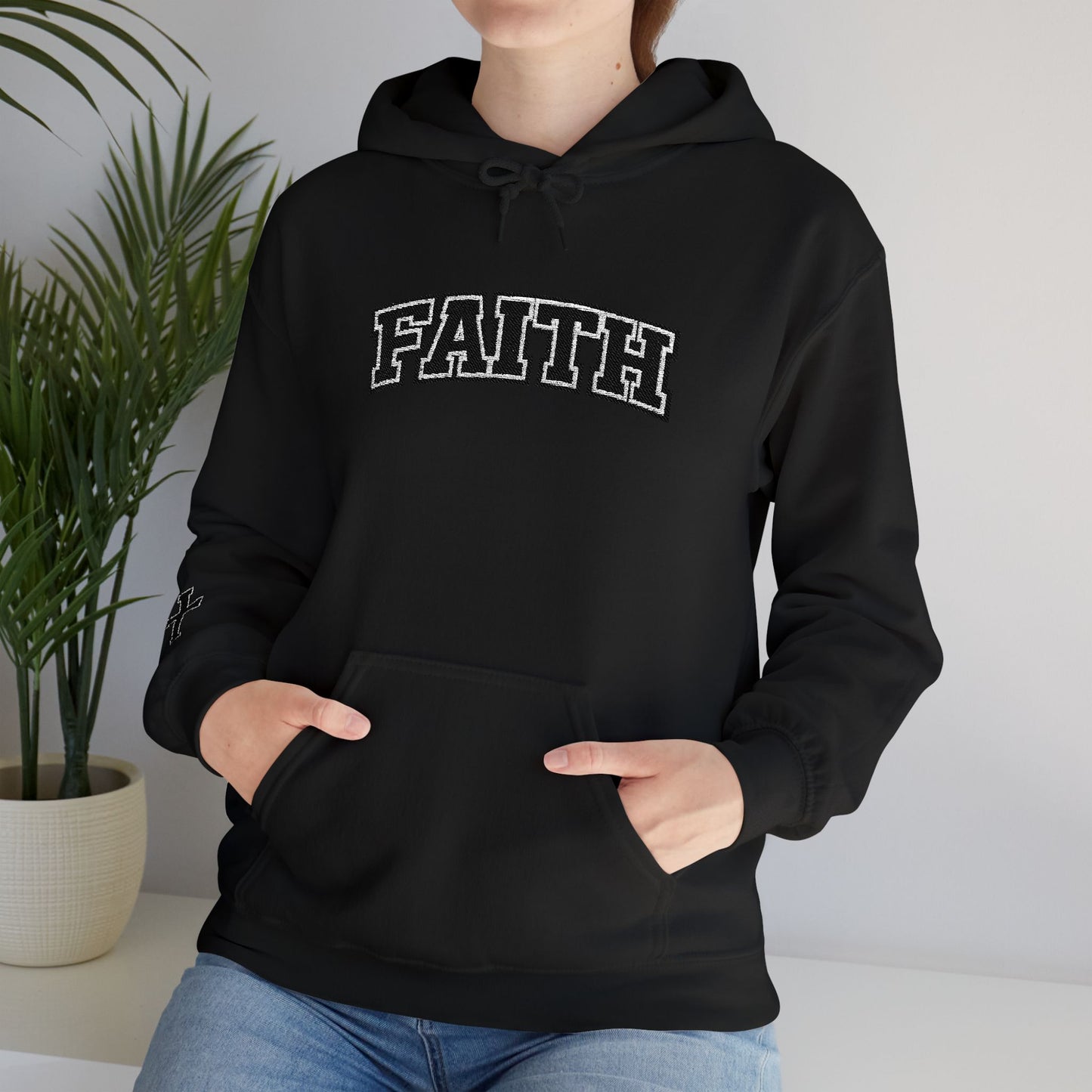 FAITH Collegiate Embroidered Hoodie  Bold faith. Everyday comfort.