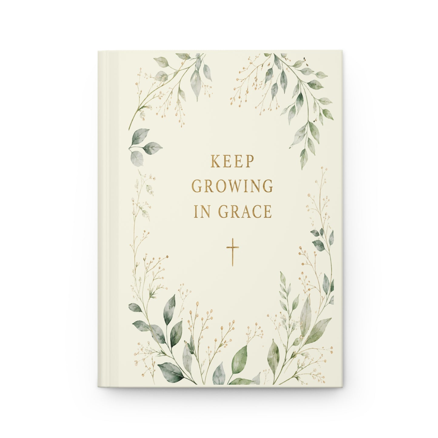 Botanical Cream Floral Journal with Gold Script (Keep Growing) - Hard Cover Journal