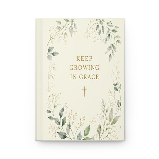Botanical Cream Floral Journal with Gold Script (Keep Growing) - Hard Cover Journal