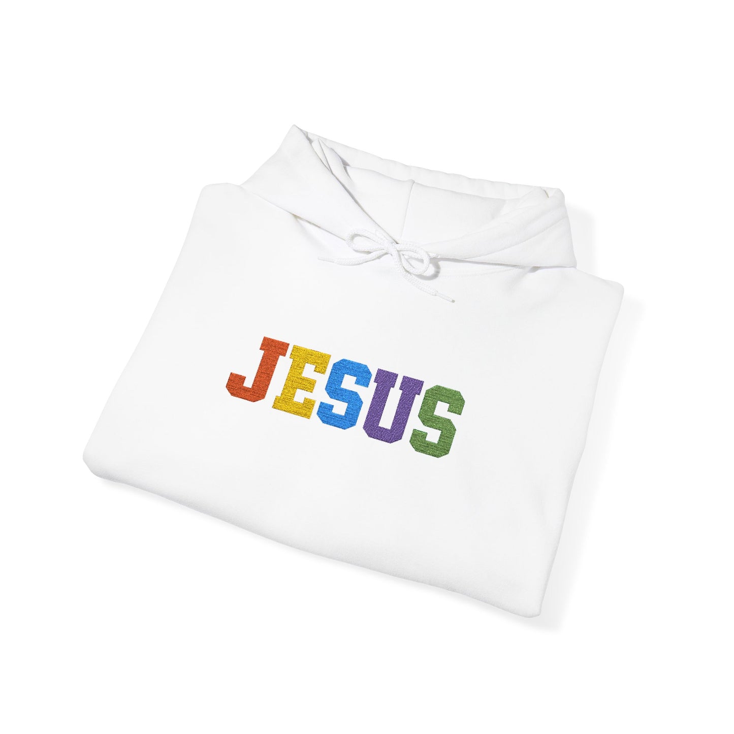 Embroidered Faith-Inspired “JESUS” Pullover Hoodie for Everyday Comfort