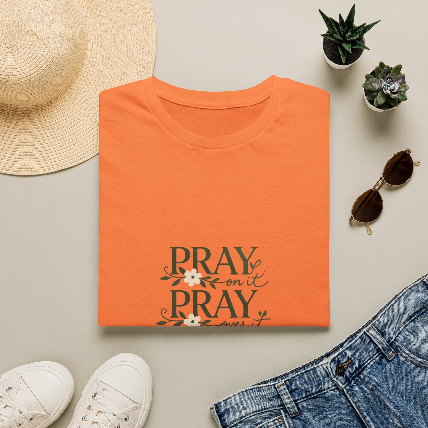 Floral "Pray On It, Pray Over It, Pray Through It" Tee