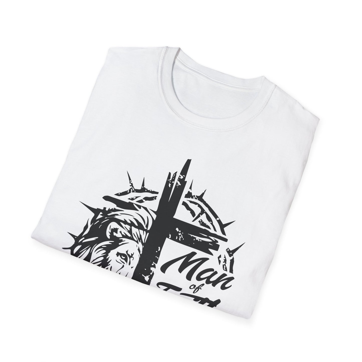 Faith Lion Cross T-Shirt — "Man of Faith" Christian Graphic Tee