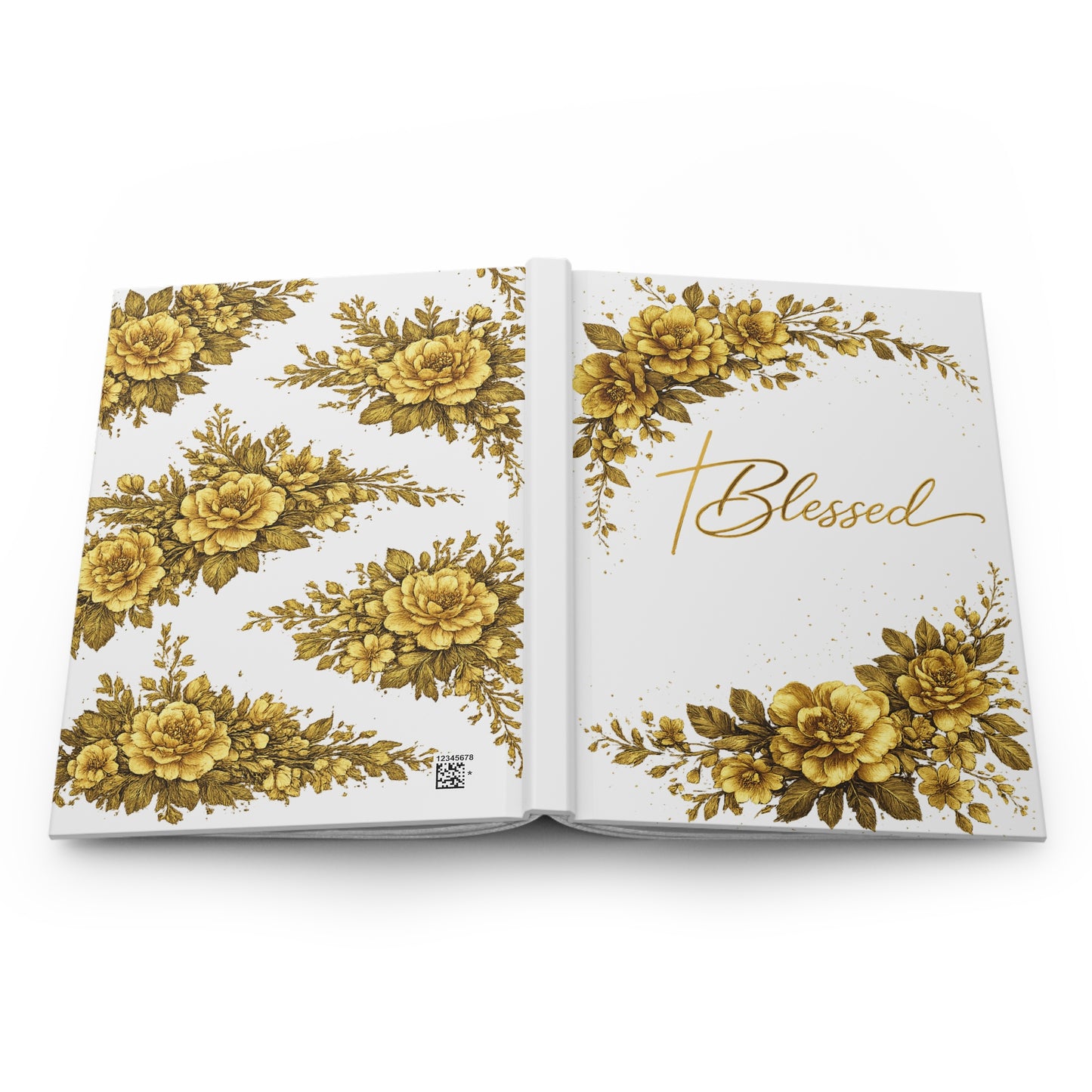 Blessed Gold & Black Floral Hardcover Journal