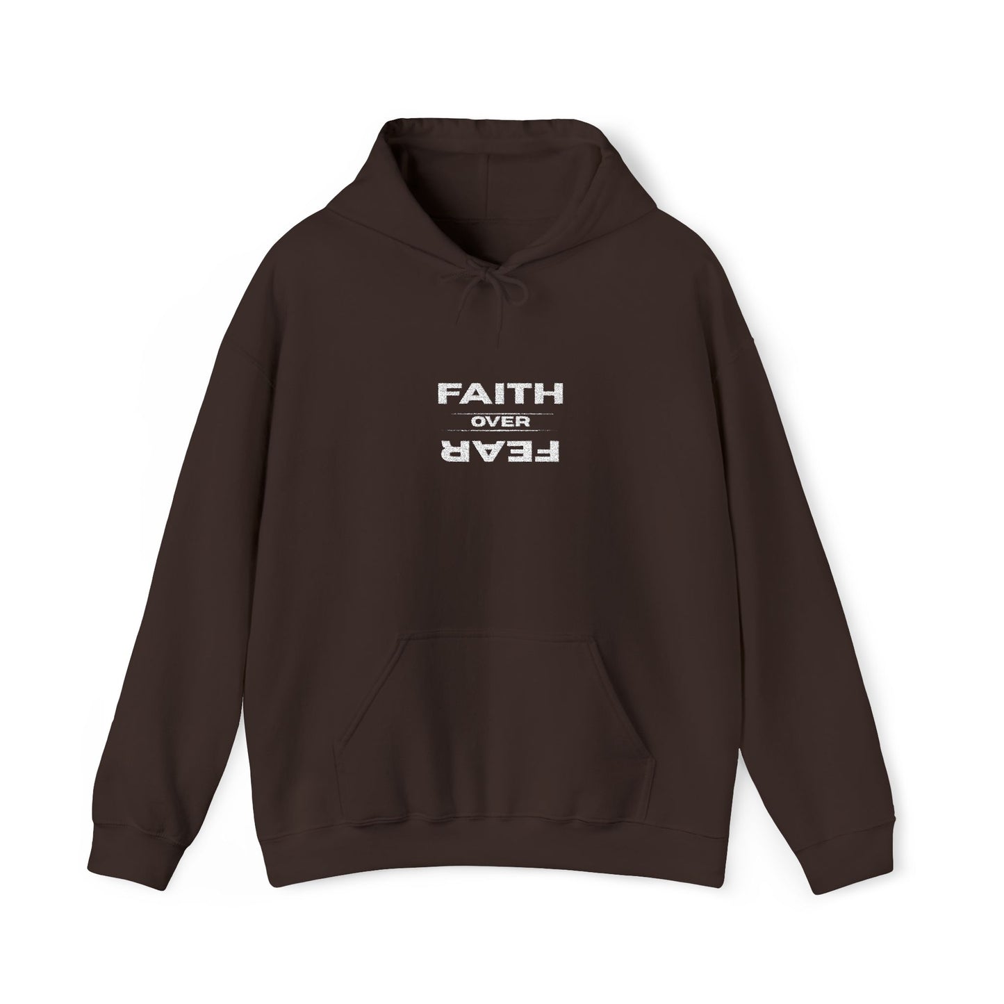 Embroidered "Faith Over Fear" Hoodie — Inspirational Christian Pullover White Lettering