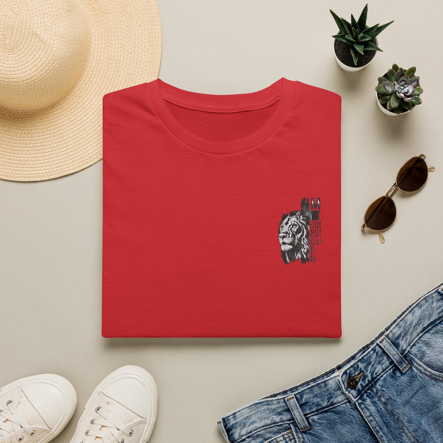Lion Portrait Pocket T-Shirt — Minimalist Animal Graphic Tee