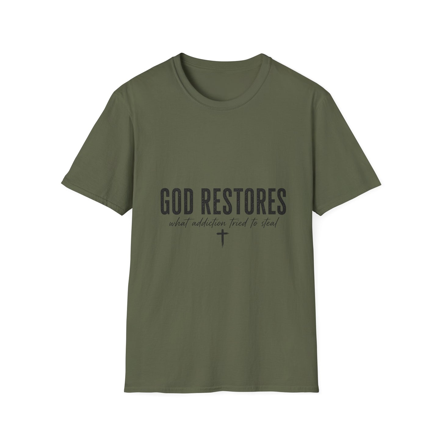 "God Restores" T-Shirt — Inspirational Christian Faith Tee