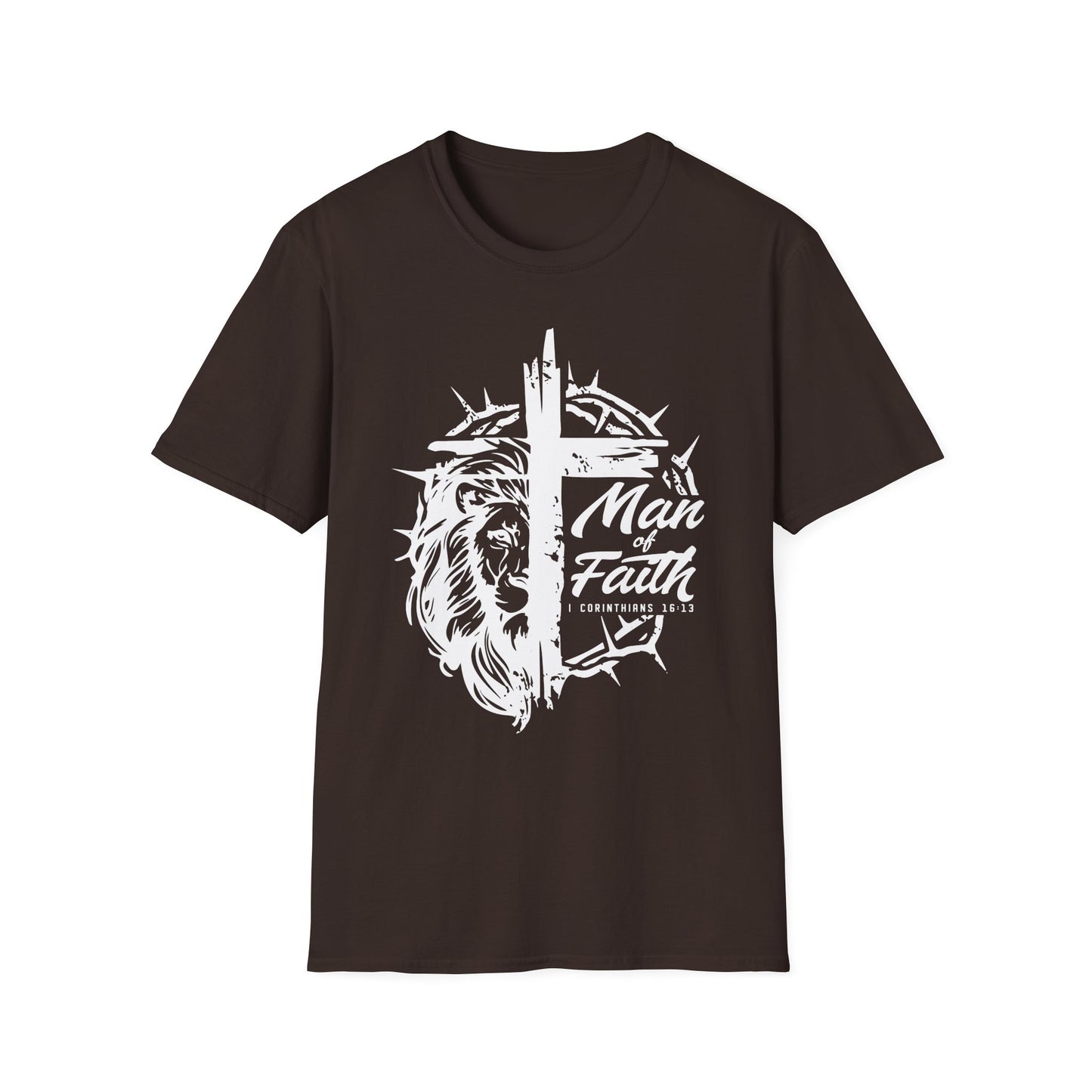 Faith Lion Cross T-Shirt — "Man of Faith" Christian Graphic Tee