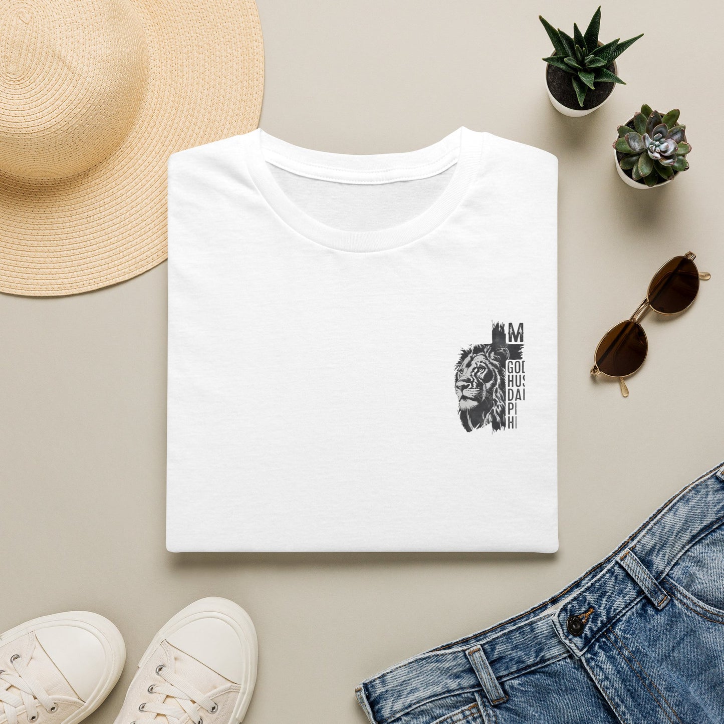 Lion Portrait Pocket T-Shirt — Minimalist Animal Graphic Tee