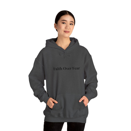 Faith Over Fear Hoodie — Minimal Christian Cross Pullover