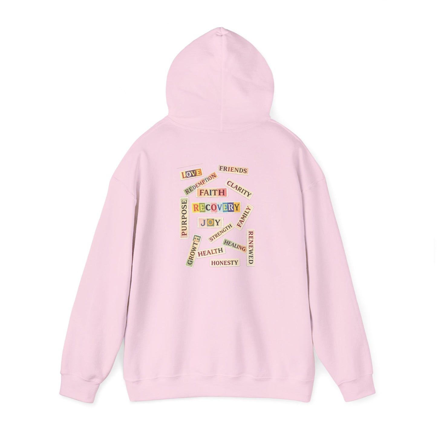 Recovery Words Hoodie — Inspirational Word Cloud Hooded Sweatshirt