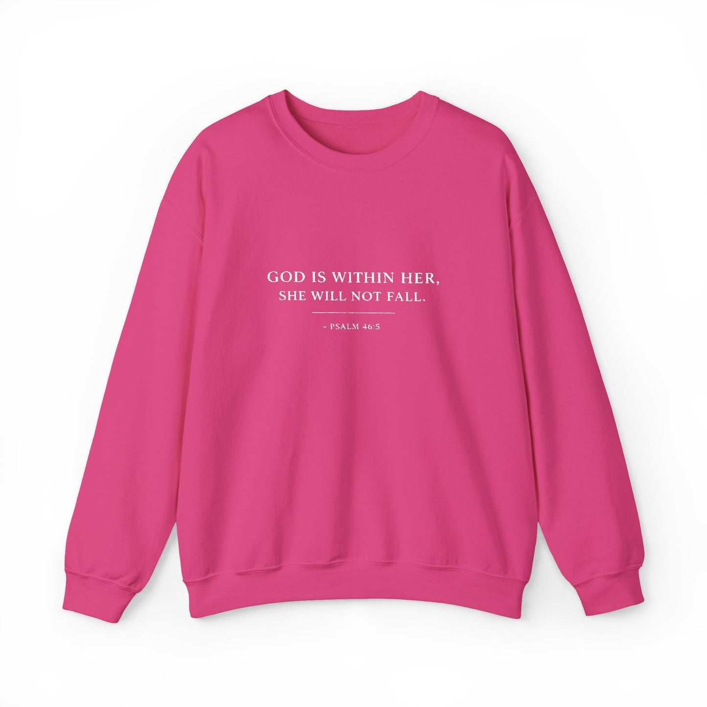 Embroidered "God Is Within Her, She Will Not Fail" Bible Verse Christian Pullover w/white text