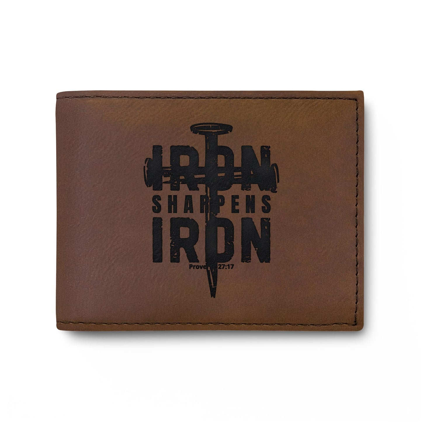 Bi-Fold Wallet — 'Iron Sharpens Iron' Nail Logo Leather Wallet