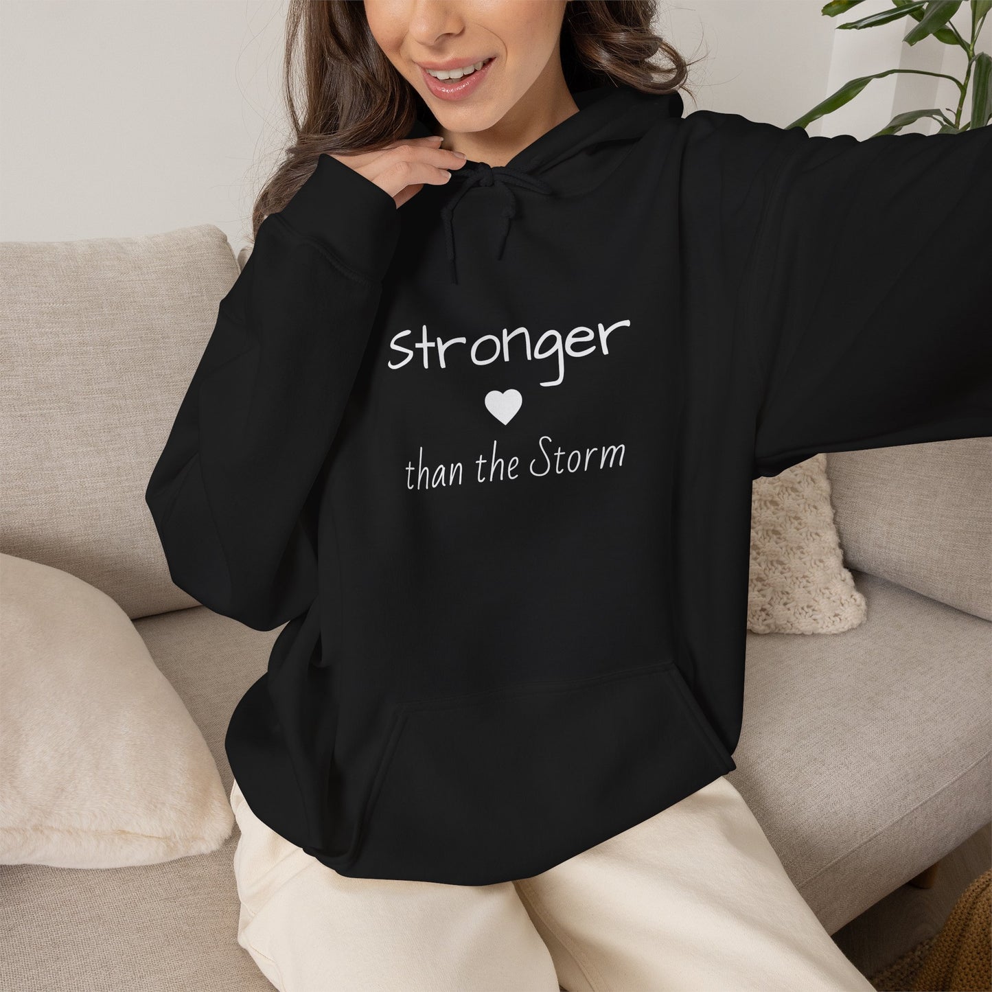 "Stronger than the Storm" Inspirational Pullover Hoodie