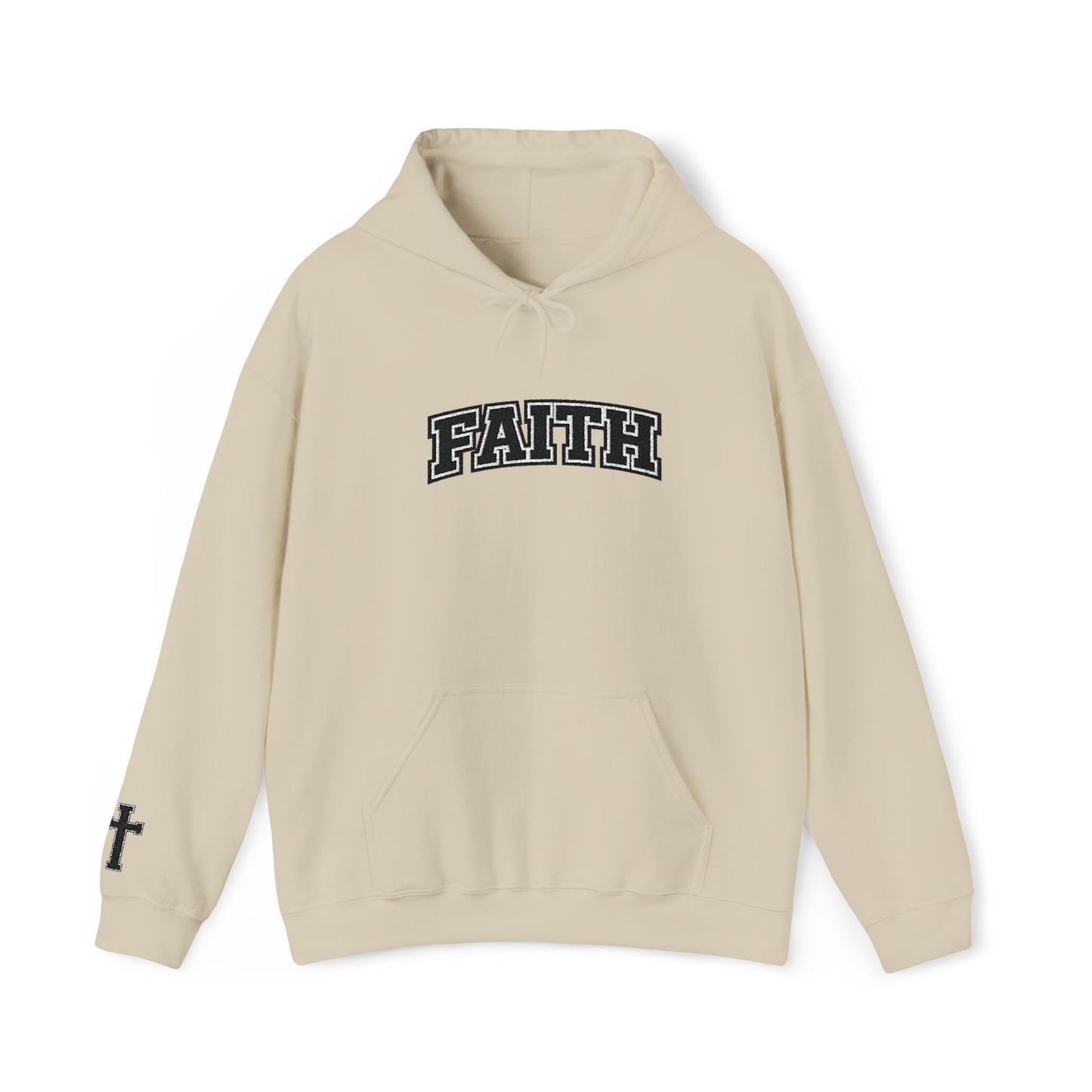 FAITH Collegiate Embroidered Hoodie  Bold faith. Everyday comfort.