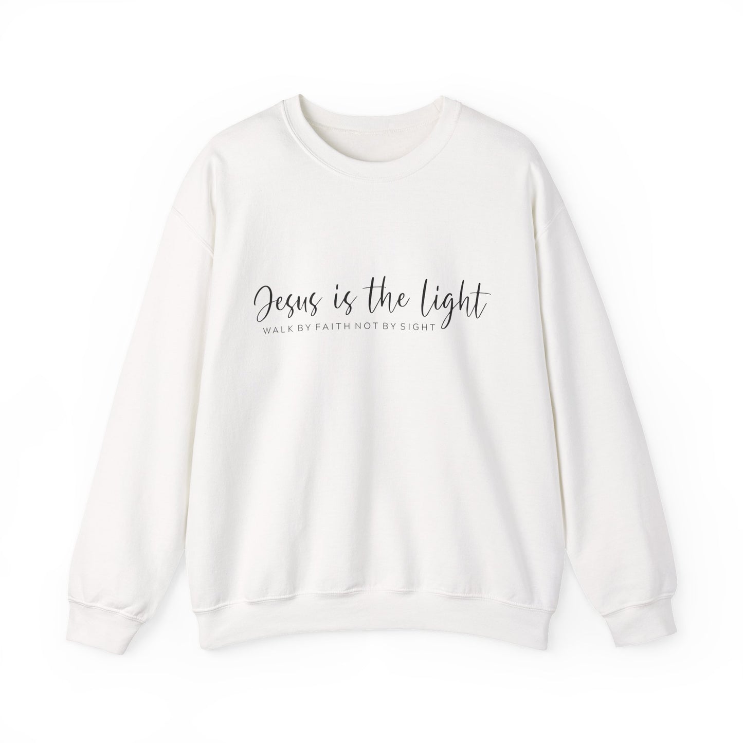 "Jesus Is the Light" Crewneck Sweatshirt — Minimal Christian Faith Pullover