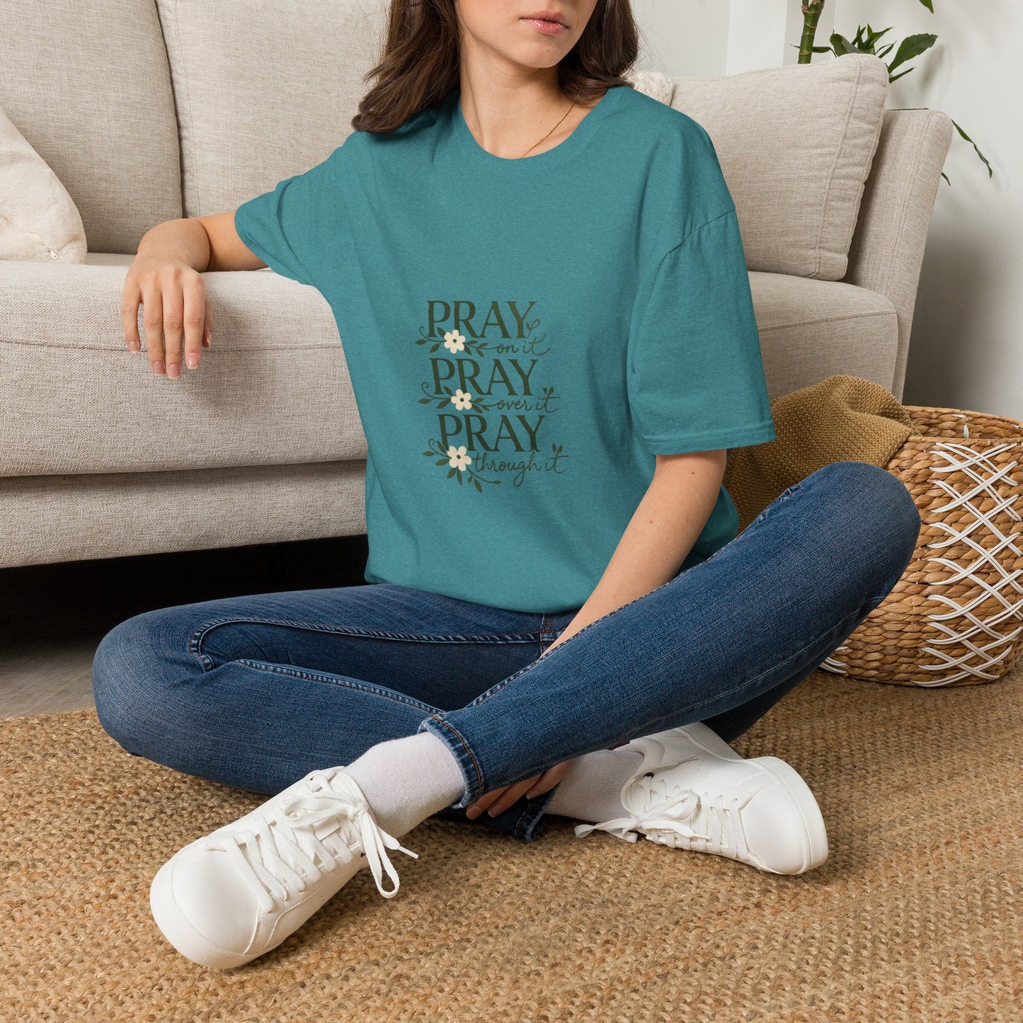 Floral "Pray On It, Pray Over It, Pray Through It" Tee
