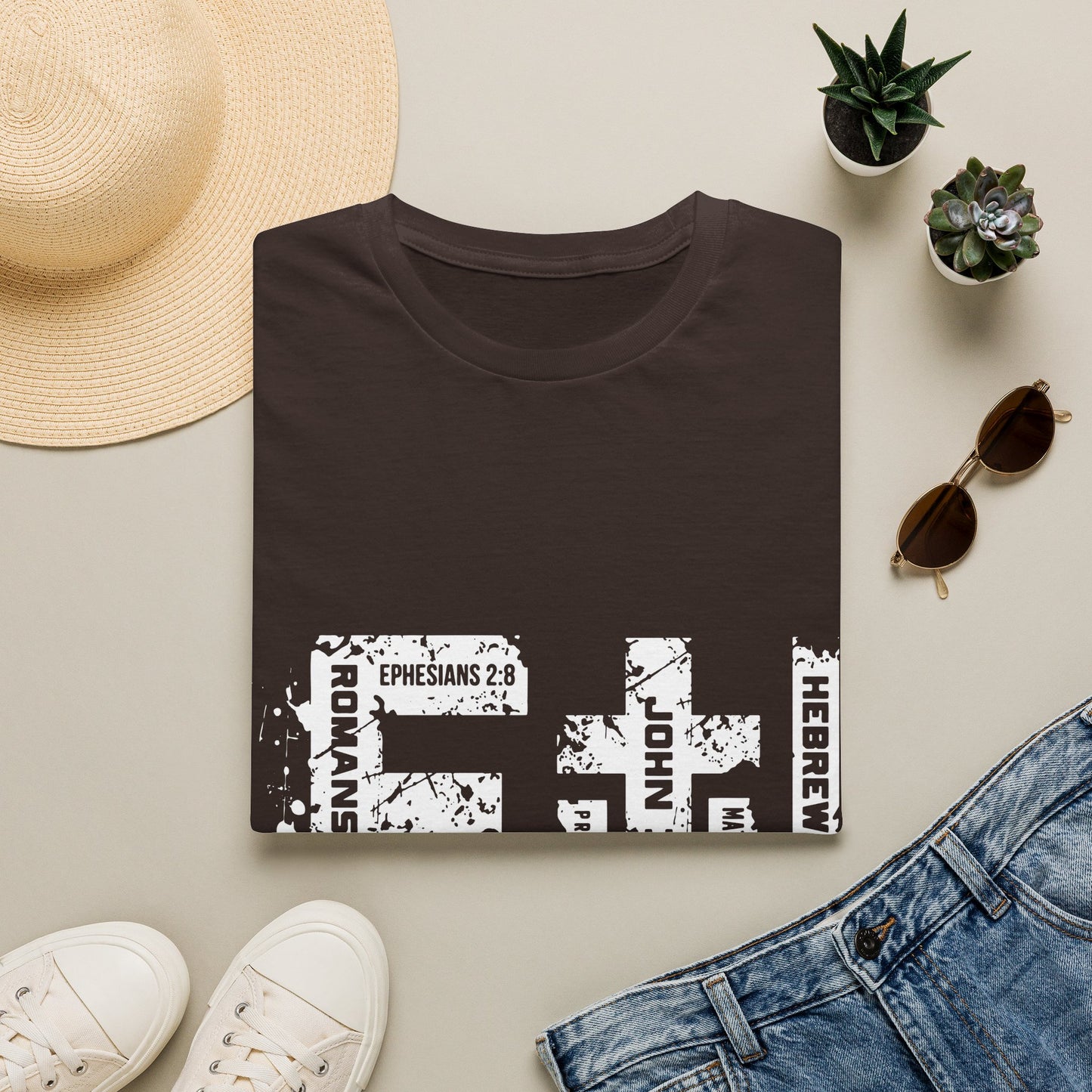Faith Cross T-Shirt — Christian Scripture Graphic Tee (Ephesians 2:8)