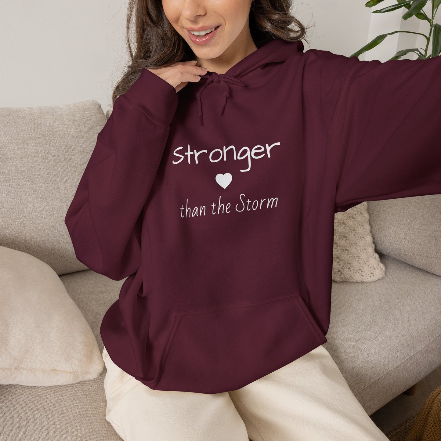 "Stronger than the Storm" Inspirational Pullover Hoodie